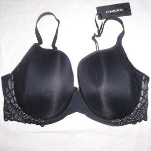 NWT Charnos Rhapsody Black w/ Lace T Shirt Bra UK sz 40F USA 40E